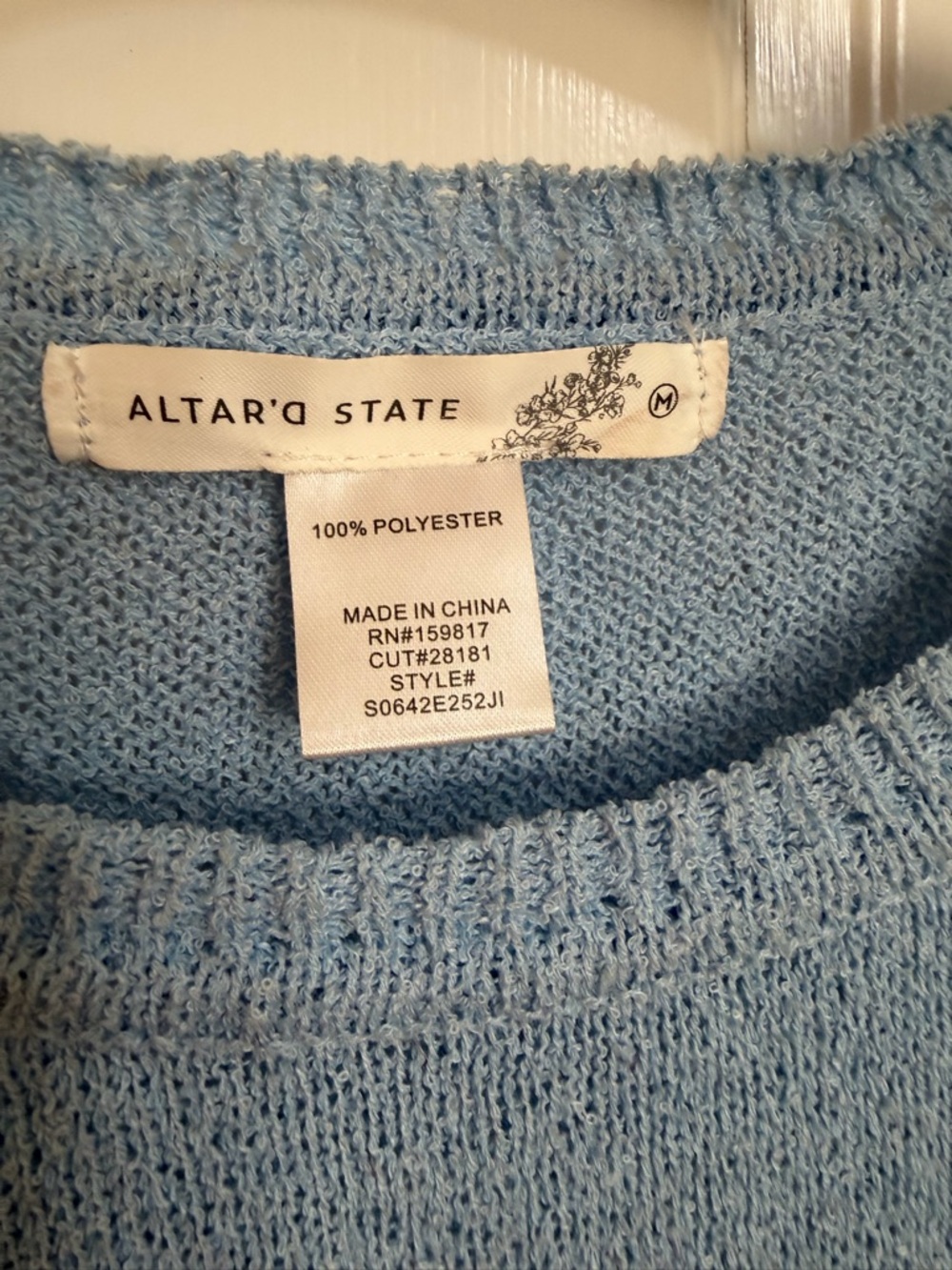 NWOT Altar’d State Viola Blue Flag Knit Sweater Vest Size M - Picture 3 of 4